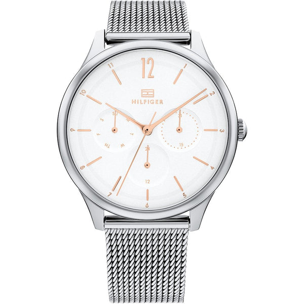 Tommy Hilfiger Ladies Layla 38mm White Dial Mesh Bracelet Watch