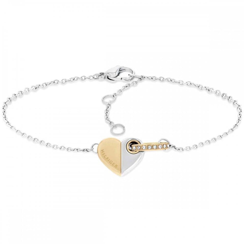 Tommy Hilfiger Ladies Love Two Tone Heart Drop Bracelet