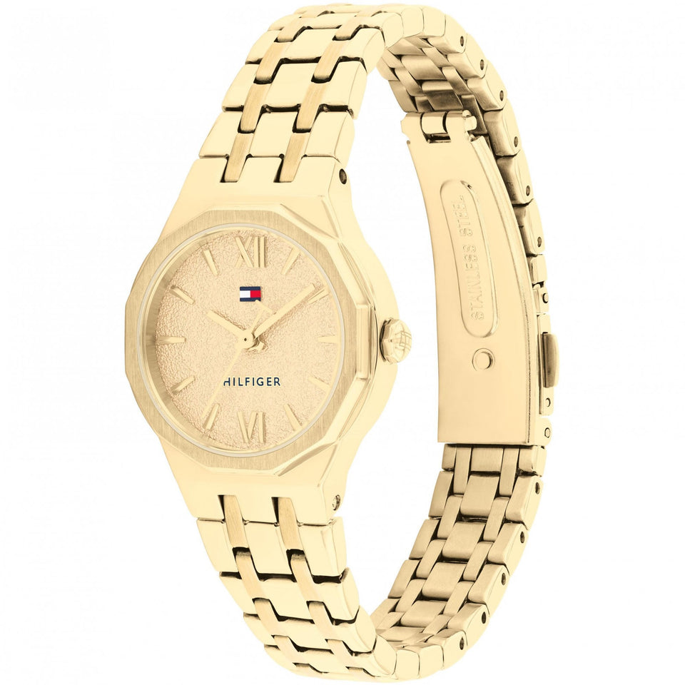 Tommy Hilfiger Ladies Mackenzie Gold Tone Octagonal Dial Watch