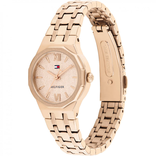 Tommy Hilfiger Ladies Mackenzie Rose Tone Octagonal Dial Watch