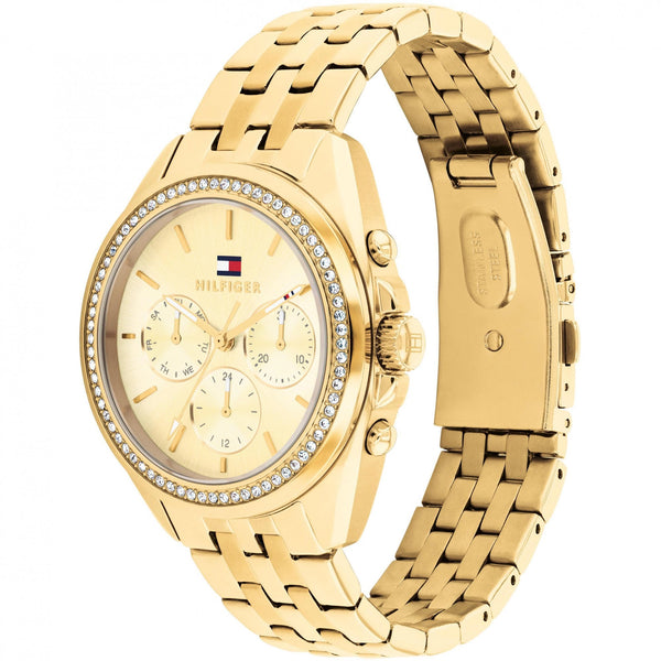 Tommy Hilfiger Ladies Mellie Stone Set Gold Toned Bracelet Watch