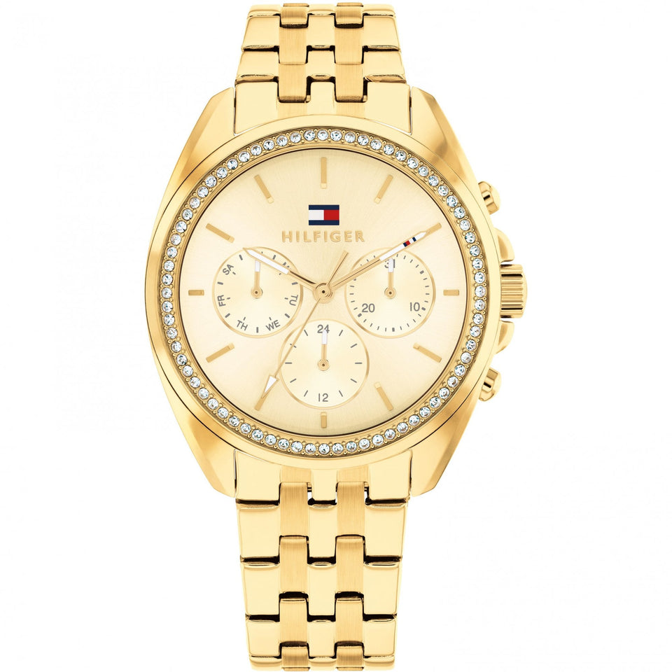 Tommy Hilfiger Ladies Mellie Stone Set Gold Toned Bracelet Watch