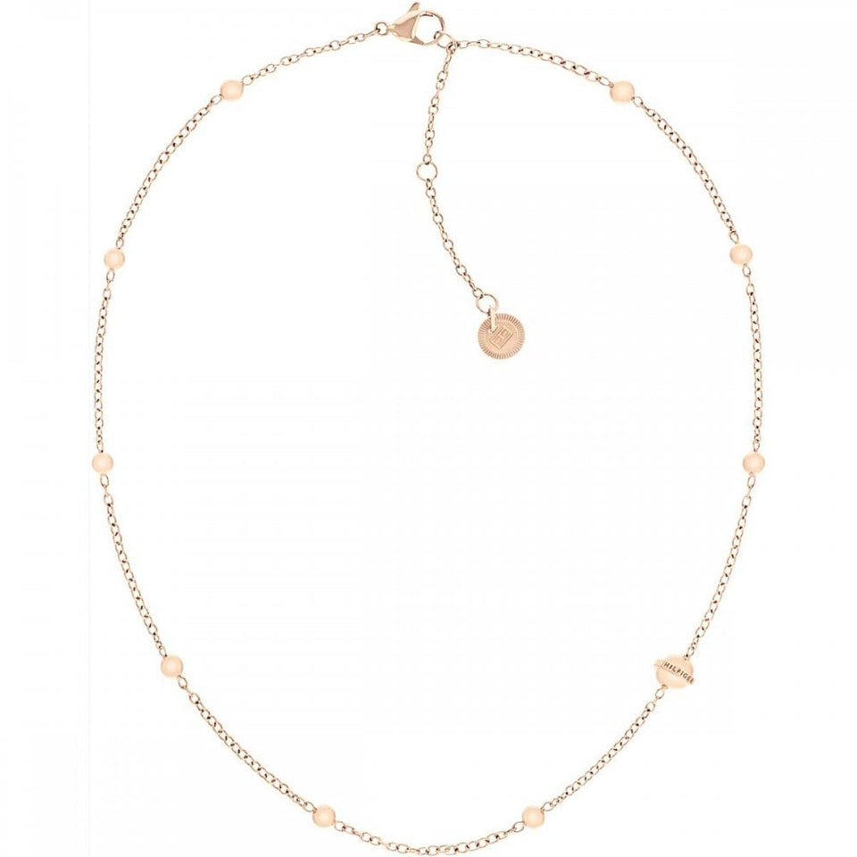 Tommy Hilfiger Ladies Metallic Orbs Rose Beaded Necklace