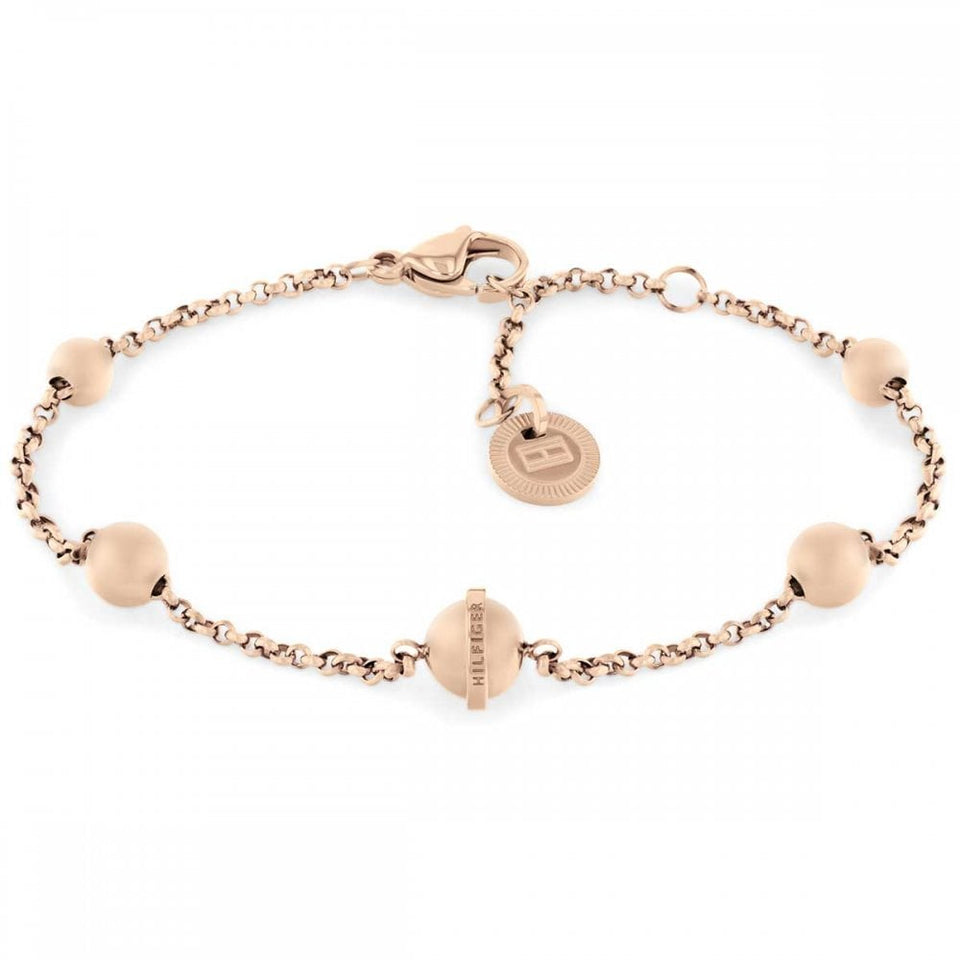 Tommy Hilfiger Ladies Metallic Orbs Rose Plated Beaded Bracelet
