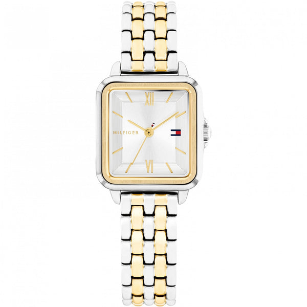 Tommy Hilfiger Ladies Mia Square Dial Two Tone Bracelet Watch