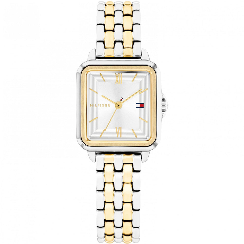 Tommy Hilfiger Ladies Mia Square Dial Two Tone Bracelet Watch