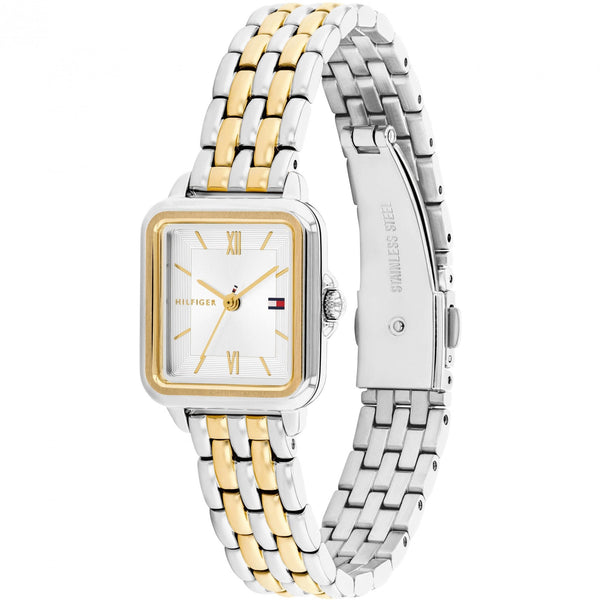Tommy Hilfiger Ladies Mia Square Dial Two Tone Bracelet Watch