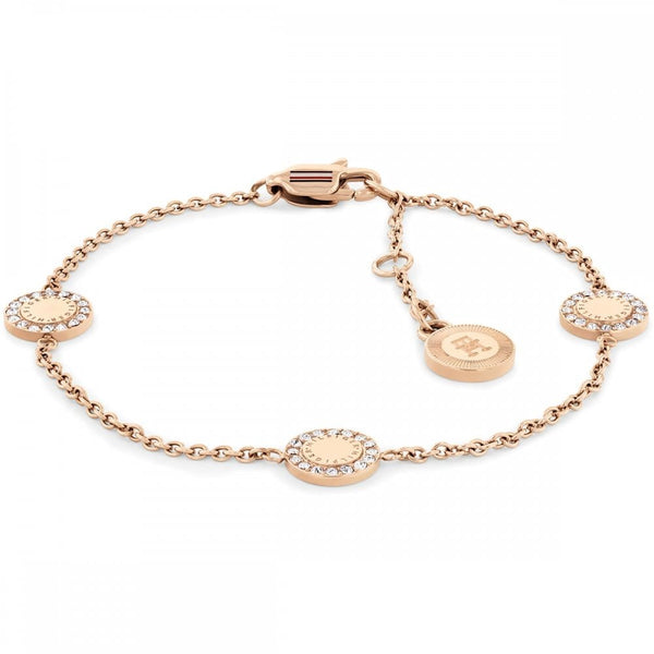 Tommy Hilfiger Ladies Mini Crystals Rose Gold Plated Stone Set Circle Bracelet