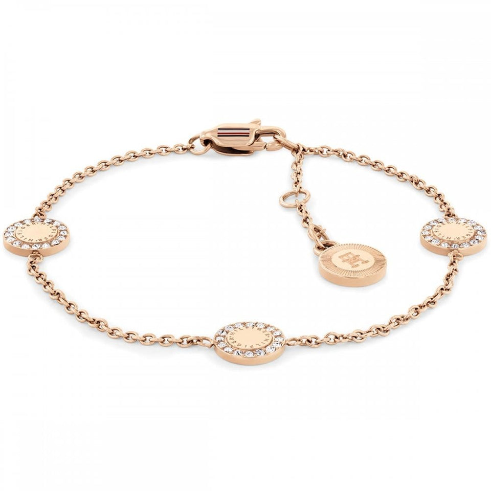 Tommy Hilfiger Ladies Mini Crystals Rose Gold Plated Stone Set Circle Bracelet