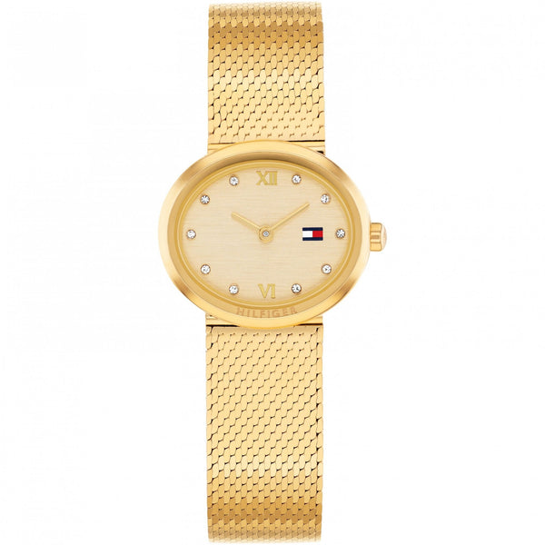 Tommy Hilfiger Ladies Moira Stone Set Gold Toned Mesh Bracelet Watch