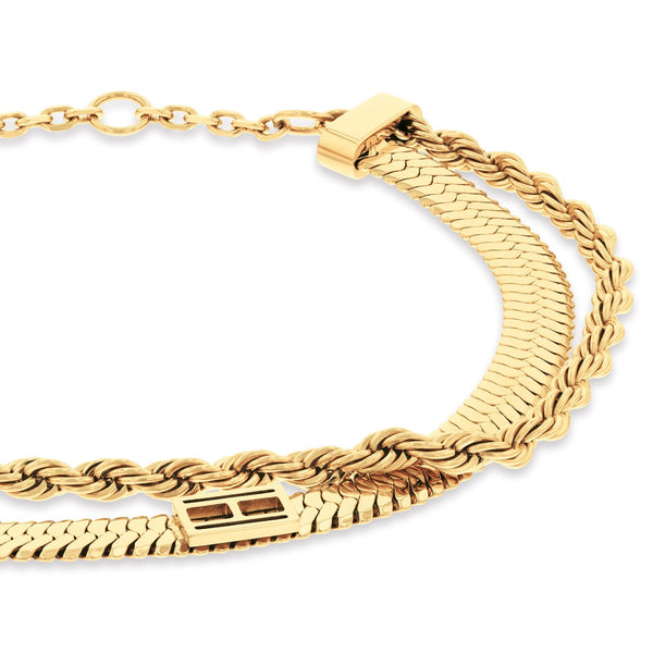 Tommy Hilfiger Ladies Multi Layered Gold Toned Chain Bracelet