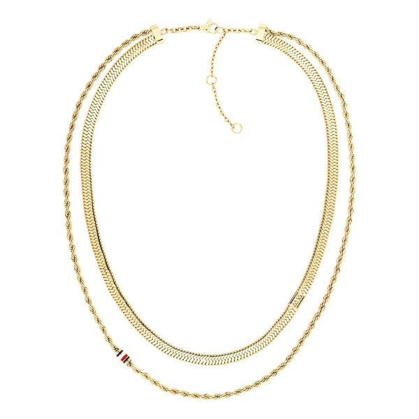 Tommy Hilfiger Ladies Multi Layered Gold Toned Chain Necklace