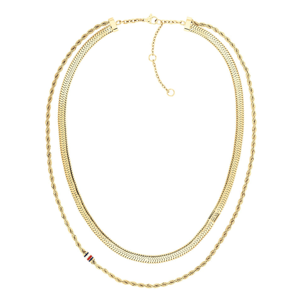 Tommy Hilfiger Ladies Multi Layered Gold Toned Chain Necklace