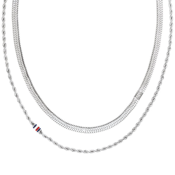 Tommy Hilfiger Ladies Multi Layered Stainless Steel Chain Necklace