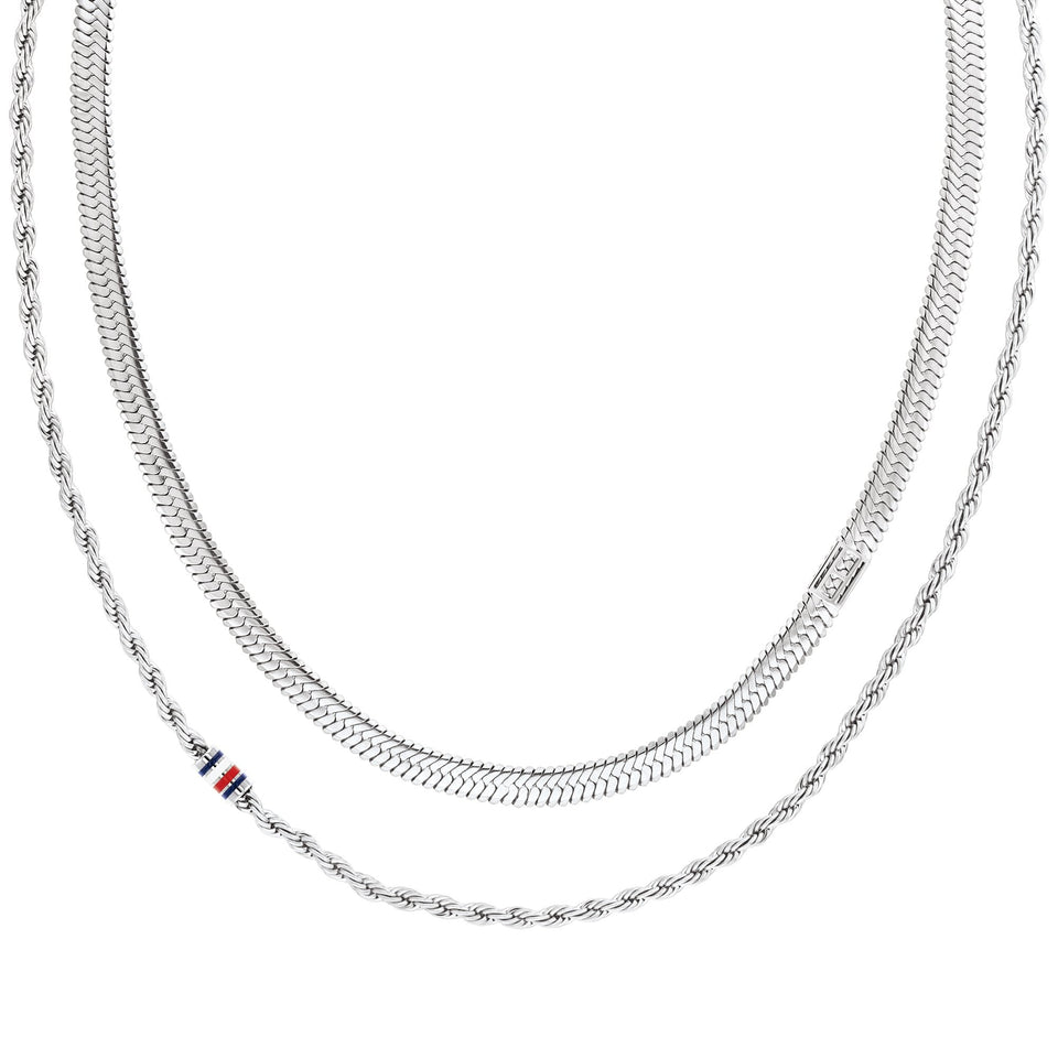 Tommy Hilfiger Ladies Multi Layered Stainless Steel Chain Necklace