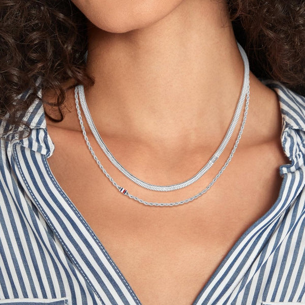 Tommy Hilfiger Ladies Multi Layered Stainless Steel Chain Necklace