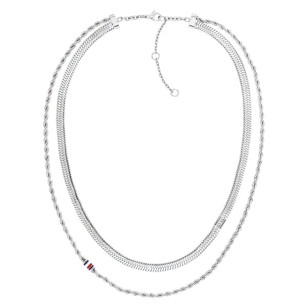 Tommy Hilfiger Ladies Multi Layered Stainless Steel Chain Necklace