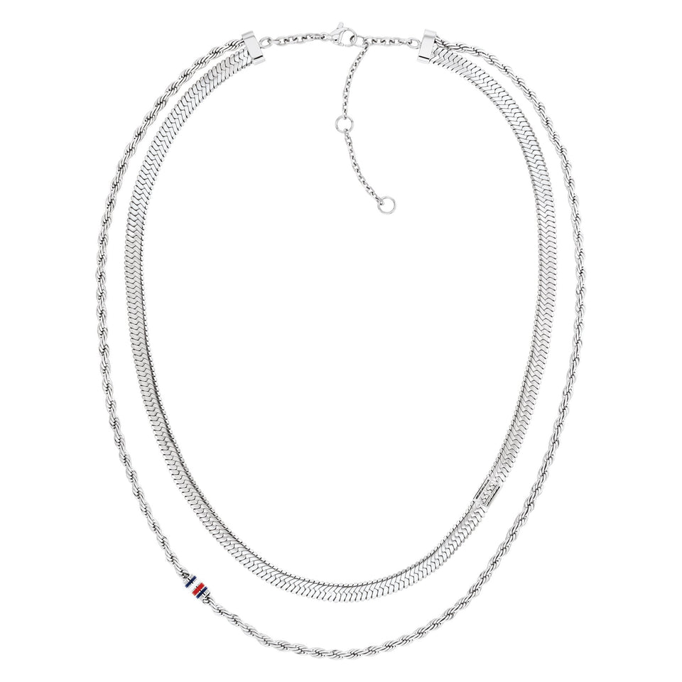 Tommy Hilfiger Ladies Multi Layered Stainless Steel Chain Necklace