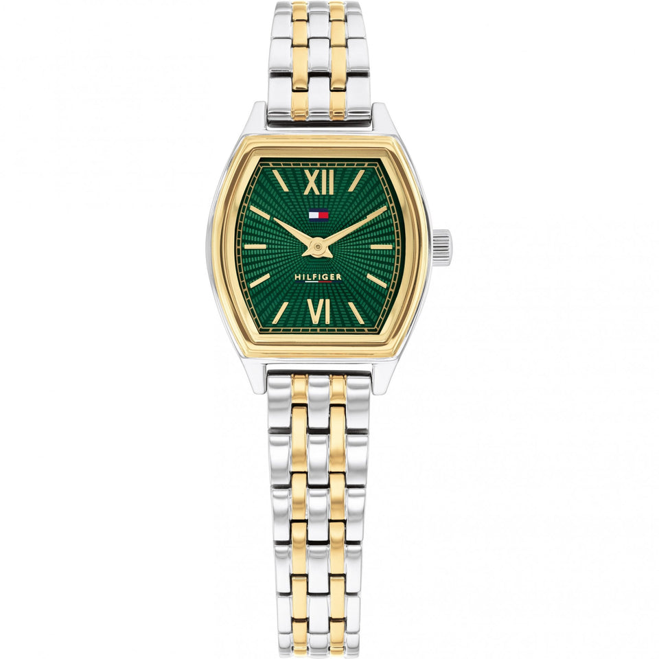Tommy Hilfiger Ladies Norah Green Dial Two Tone Bracelet Watch