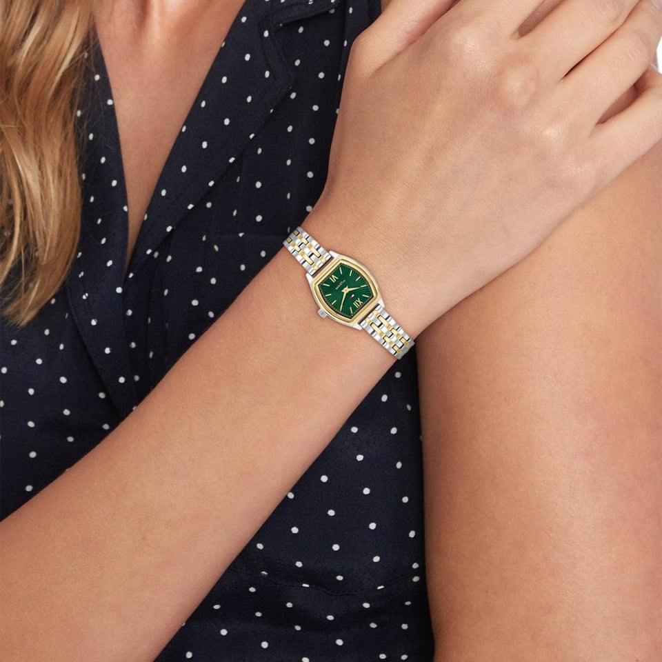 Tommy Hilfiger Ladies Norah Green Dial Two Tone Bracelet Watch