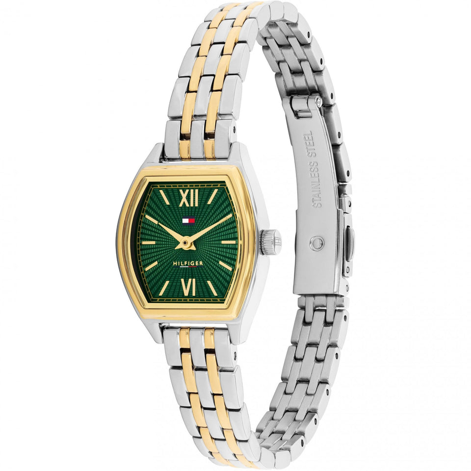 Tommy Hilfiger Ladies Norah Green Dial Two Tone Bracelet Watch