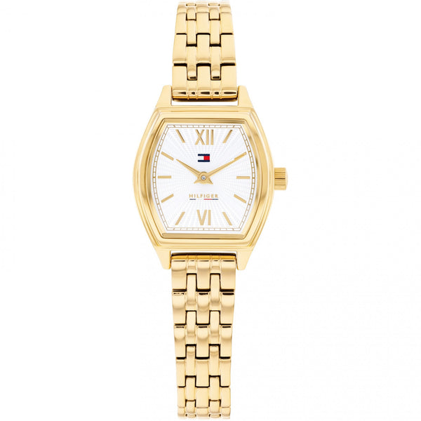 Tommy Hilfiger Ladies Norah White Dial Gold Plated Watch