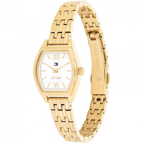 Tommy Hilfiger Ladies Norah White Dial Gold Plated Watch