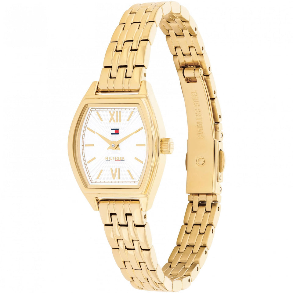 Tommy Hilfiger Ladies Norah White Dial Gold Plated Watch