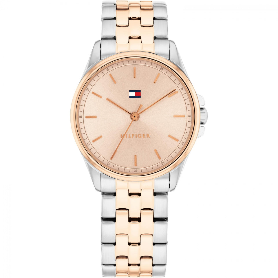 Tommy Hilfiger Ladies Rose Gold Dial 30mm Two Tone Watch