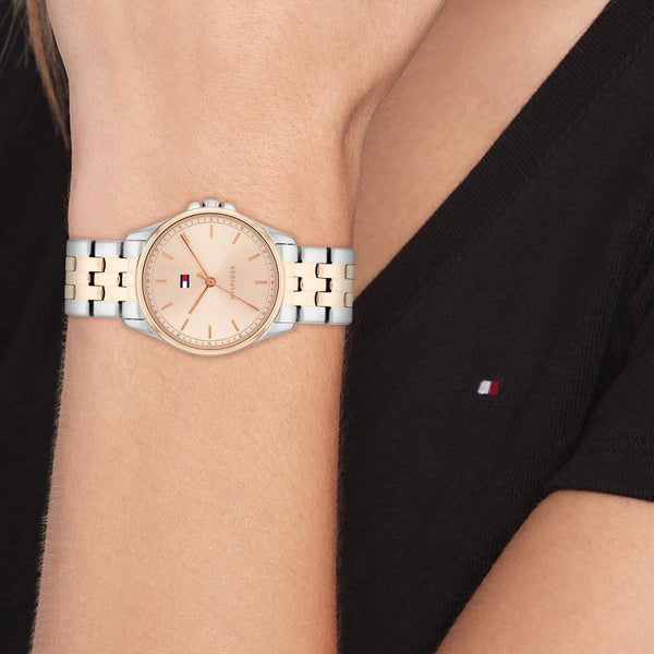 Tommy Hilfiger Ladies Rose Gold Dial 30mm Two Tone Watch