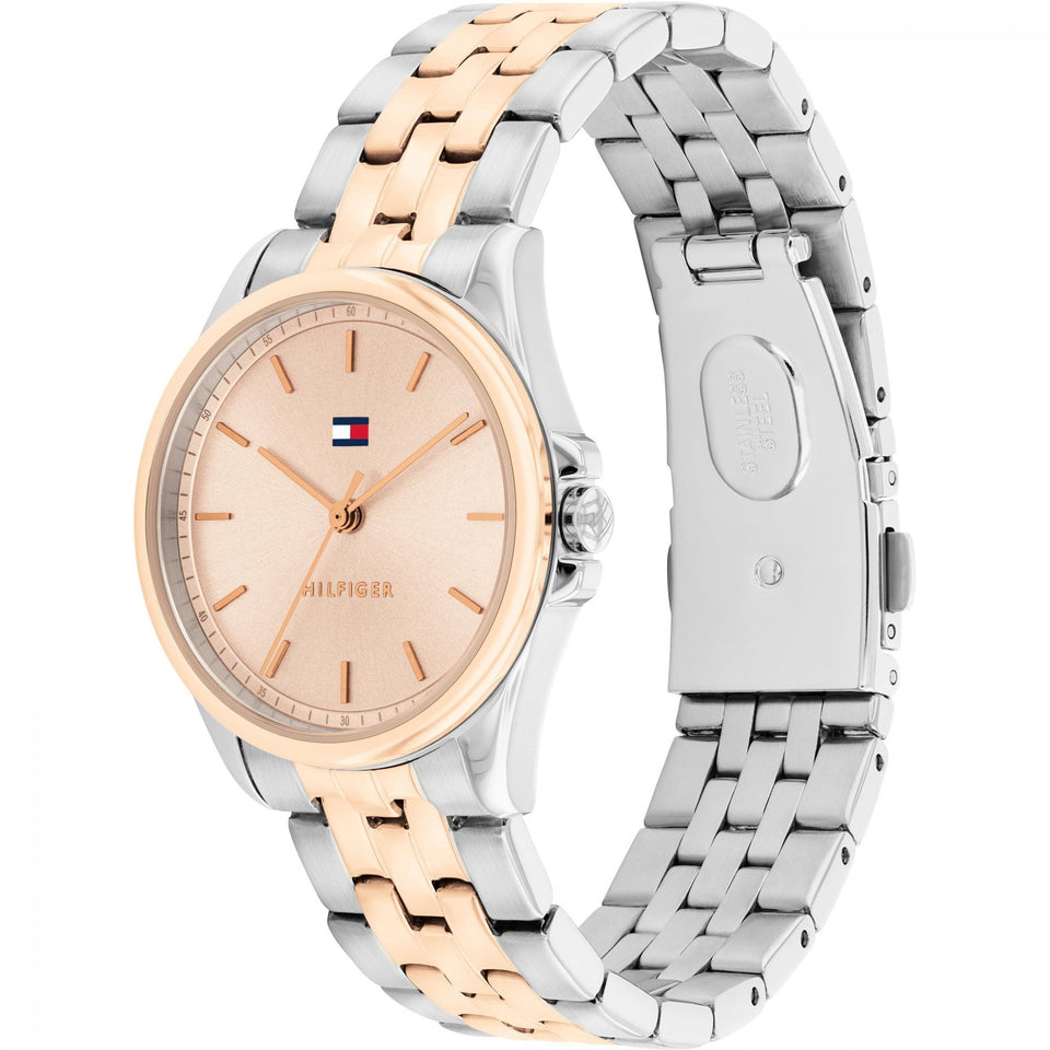 Tommy Hilfiger Ladies Rose Gold Dial 30mm Two Tone Watch
