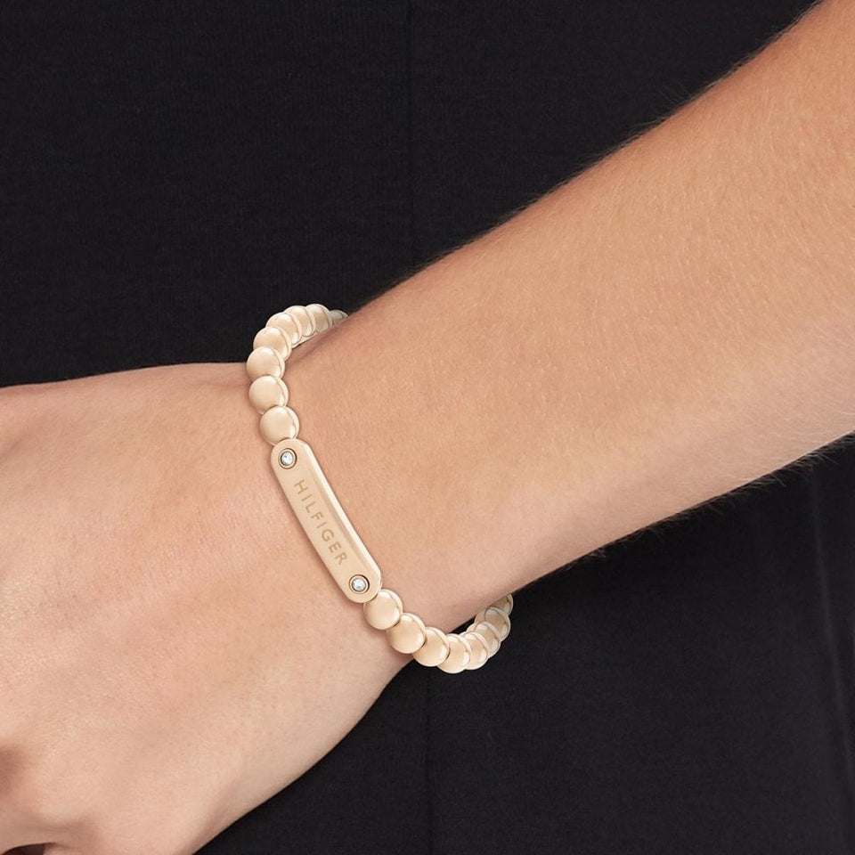 Tommy Hilfiger Ladies Rose Plated Stone Set Beaded Bracelet