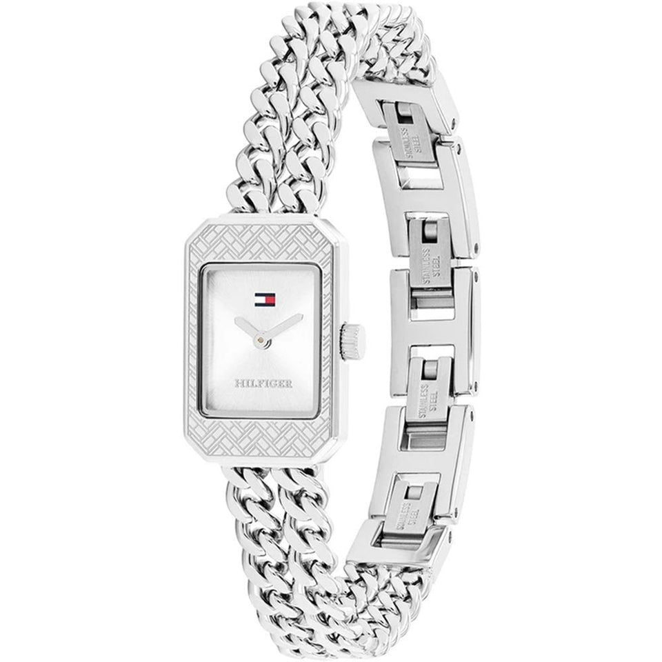 Tommy Hilfiger Ladies Sarah Rectangular Double Chain Bracelet Watch
