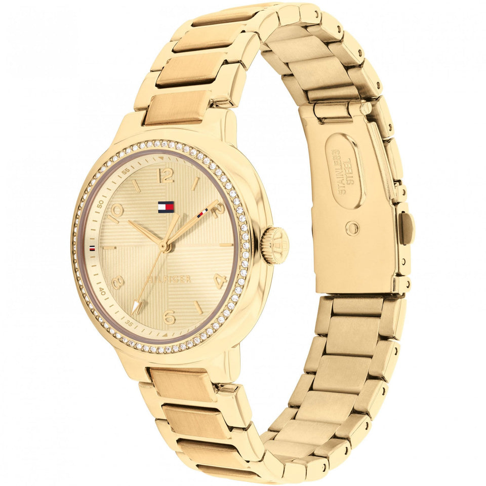 Tommy Hilfiger Ladies Savannah Stone Set Gold Plated Watch