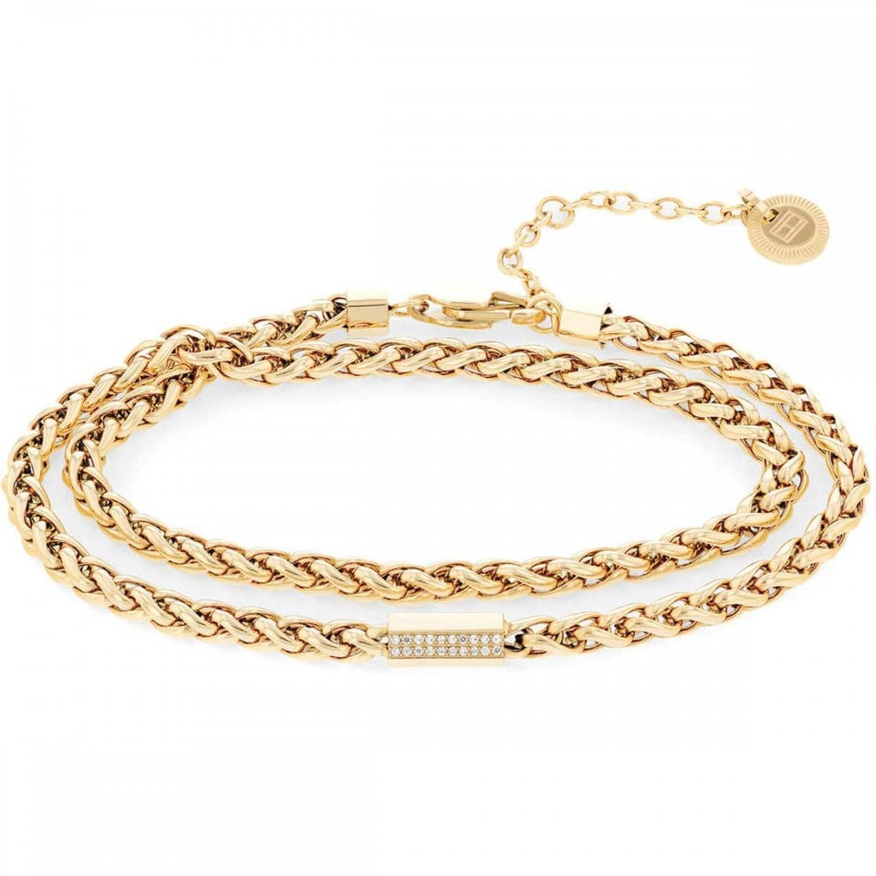 Tommy Hilfiger Ladies Snake Gold Plated Multi Layered Bracelet