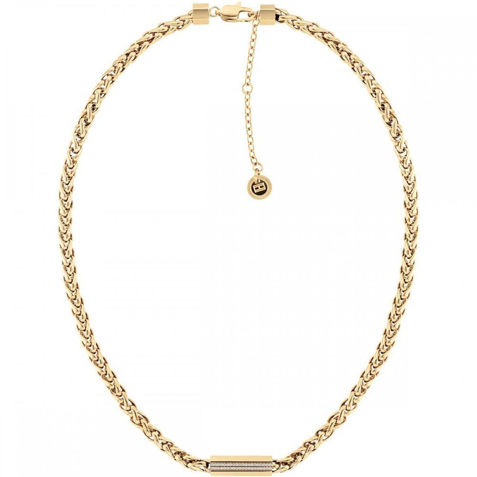 Tommy Hilfiger Ladies Snake Gold Plated Stone Set Necklace