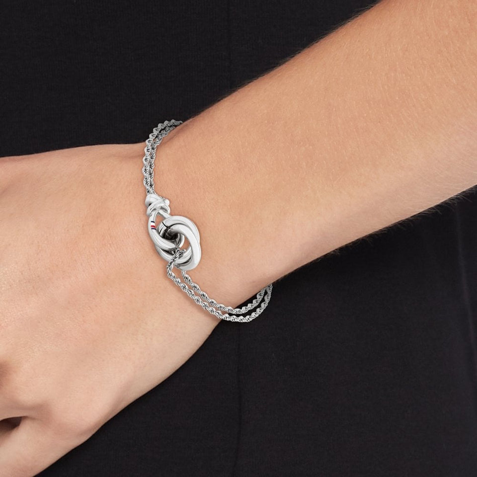 Tommy Hilfiger Ladies Stainless Steel Double Chain Knot Bracelet