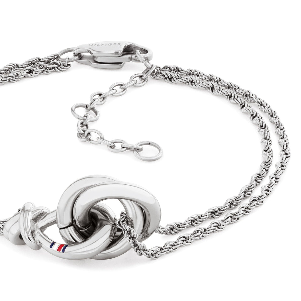 Tommy Hilfiger Ladies Stainless Steel Double Chain Knot Bracelet
