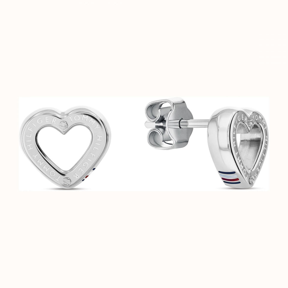 Tommy Hilfiger Ladies Stainless Steel Open Heart Stud Earrings