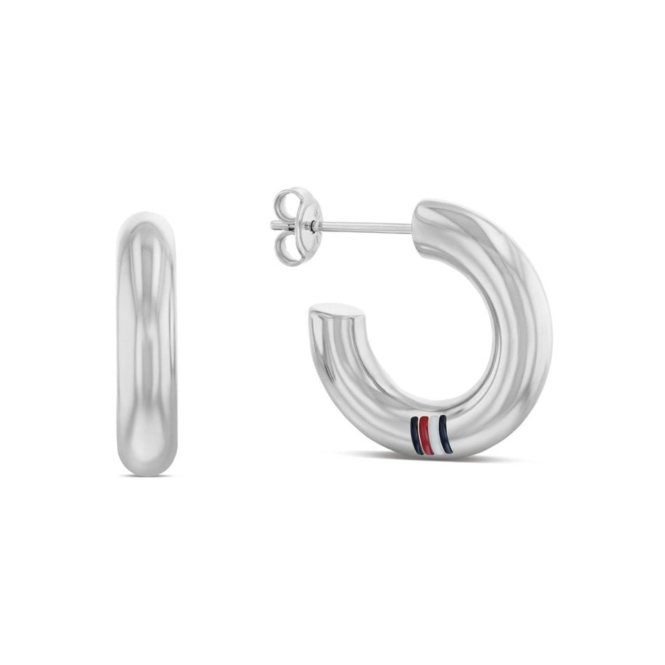 Tommy Hilfiger Ladies Stainless Steel Open Hoop Earrings