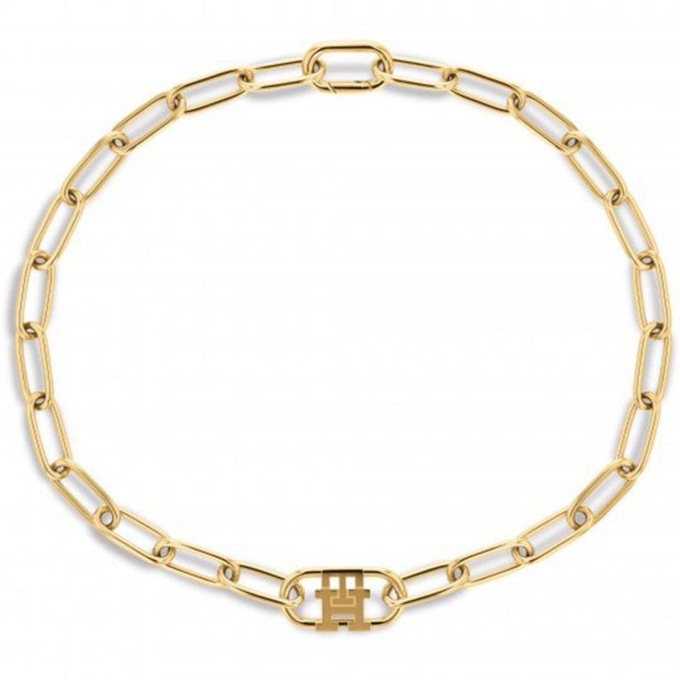 Tommy Hilfiger Ladies TH Monogram Gold Plated Open Link Necklace