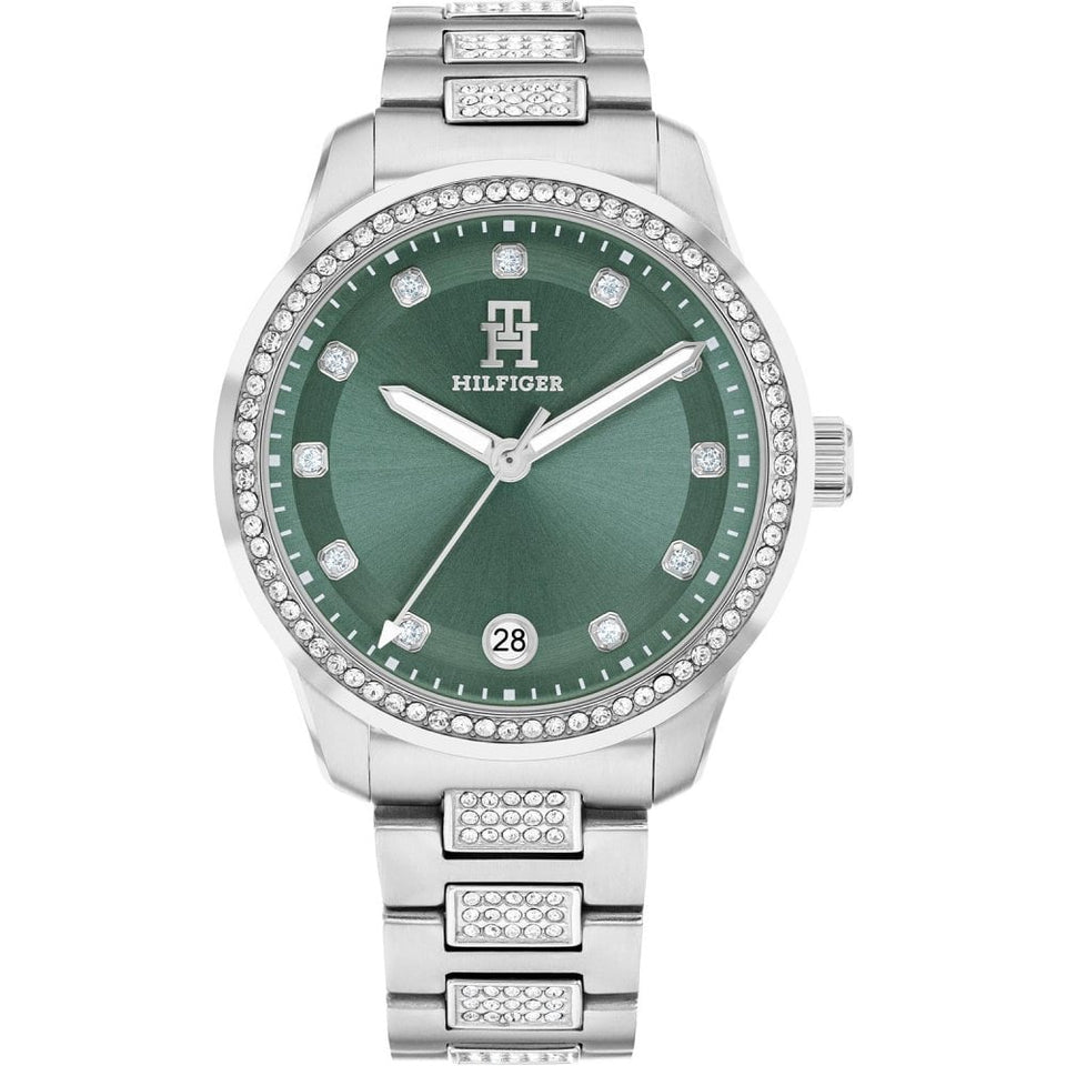 Tommy Hilfiger Ladies TH86 36mm Green Dial Stone Set Watch