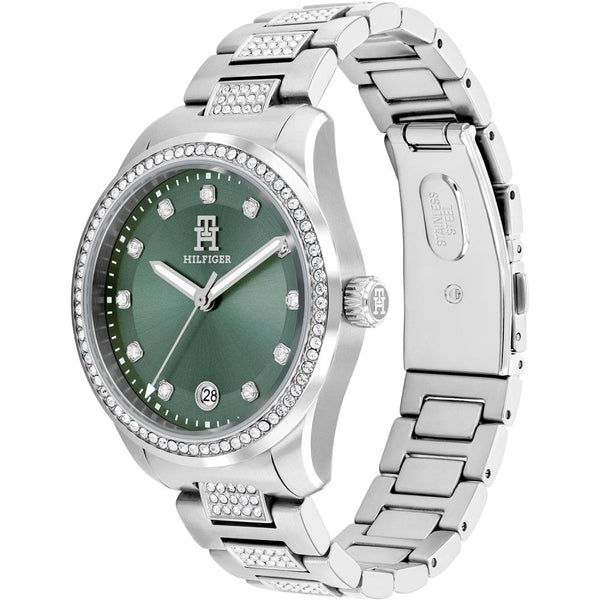 Tommy Hilfiger Ladies TH86 36mm Green Dial Stone Set Watch
