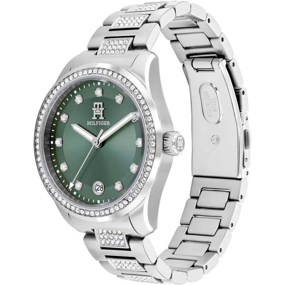 Tommy Hilfiger Ladies TH86 36mm Green Dial Stone Set Watch