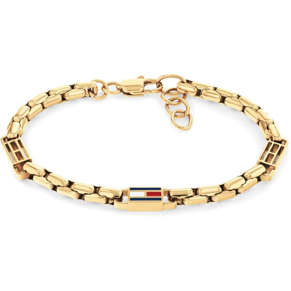 Tommy Hilfiger Men's 3D Flag Gold Plated Chain Bracelet