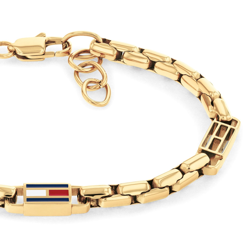 Tommy Hilfiger Men's 3D Flag Gold Plated Chain Bracelet