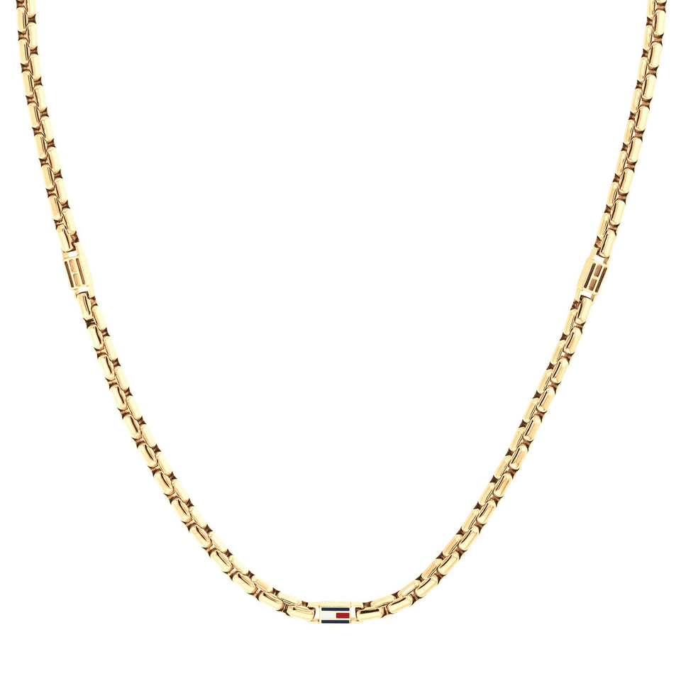 Tommy Hilfiger Men's 3D Flag Gold Plated Chain Necklace