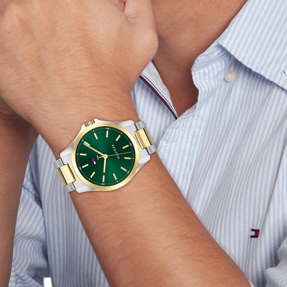 Tommy Hilfiger Men's 42mm Green Dial Two Tone Watch