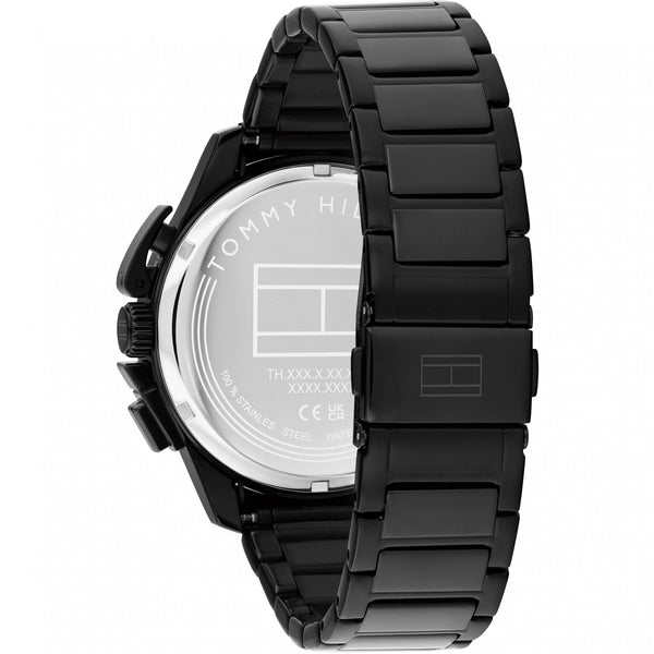 Tommy Hilfiger Men's Bank Black Dial IP Plated Bracelet Watch