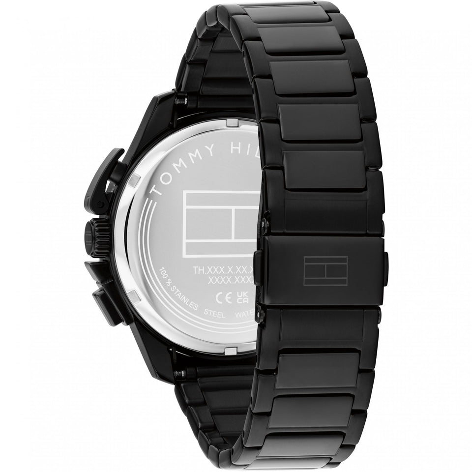 Tommy Hilfiger Men's Bank Black Dial IP Plated Bracelet Watch